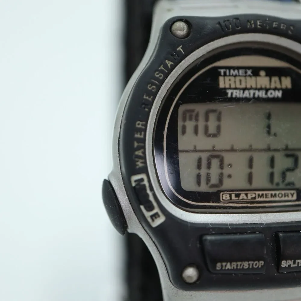 Vintage Timex Ironman Triathlon 38mm Digital Watch Black Blue w New Battery